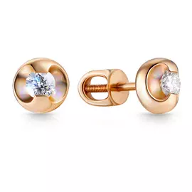 Золотые серьги-пусеты с бриллиантами 16319002000