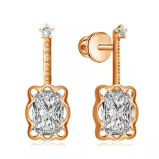 Золотые серьги-пусеты с фианитами 16611359000