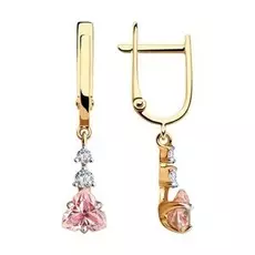 Золотые серьги с розовым фианитом 81020470
