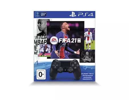 Беспроводной контроллер PlayStation DualShock 4 v2 "черный" + FIFA21 (PS4) + PlayStation Plus 14 дн.