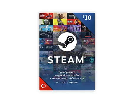 Карта оплаты Steam 10 USD Turkey [Цифровая версия] (PC)