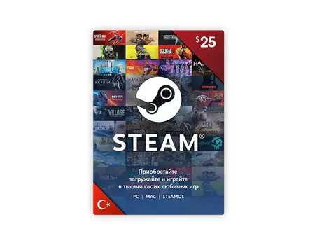 Карта оплаты Steam 25 USD Turkey [Цифровая версия] (PC)
