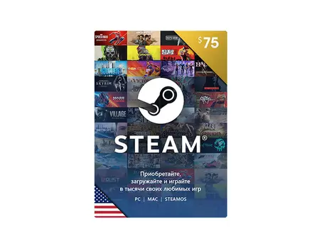 Карта оплаты Steam 75 USD USA [Цифровая версия] (PC)