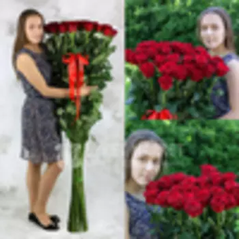 Букет из 31 красных длинных роз