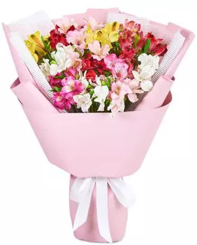 Букет Альстромерий Микс в Матовой упаковке LUX