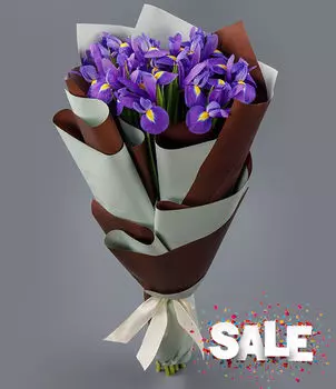 Букет Ирисов в Матовой упаковке LUX