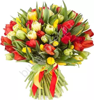 Букет из 101 Тюльпана "Яркий Микс"