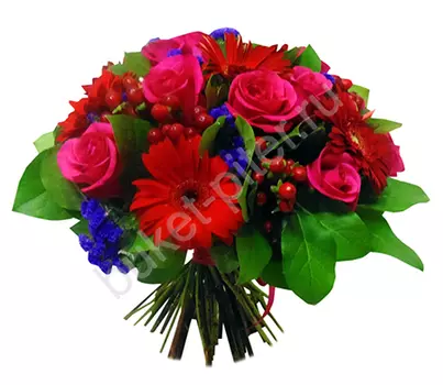 Букет из 10 красных роз и 5 гербер