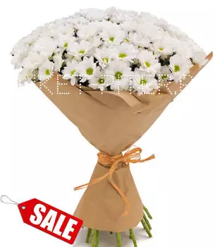 Букет из Ромашковых Хризантем в Крафте