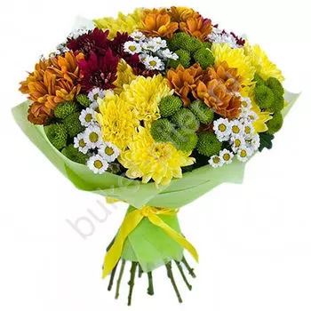 Букет из 21 разноцветной хризантемы