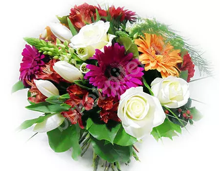 Букет из гербер, тюльпанов и роз