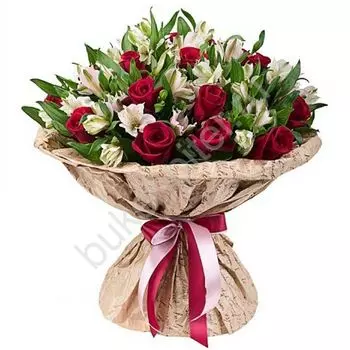 Букет из Красных Роз и Альстромерий