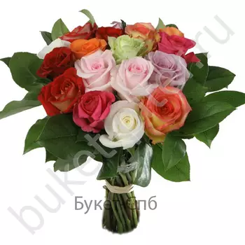 Букет из разноцветных роз микс