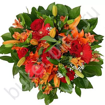 Букет из роз, гербер и лилий