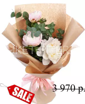 Букет из Розовых Пионов с Эвкалиптом