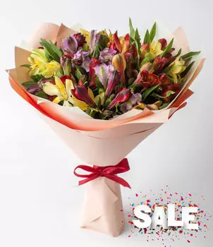 Букет Красивых Альстромерий MIX в Матовой Упаковке