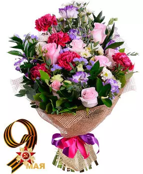 Букет Красочный с Гвоздиками и Яркими Цветами