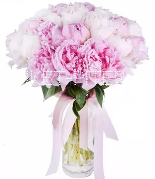 Букет Пионов в Стеклянной Вазе