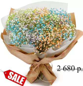 Букет Радужной Гипсофилы в Упаковке