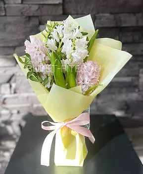 Букет с Белыми и Розовыми Гиацинтами! Доставка БЕСПЛАТНАЯ!