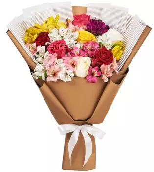 Букет с Розами и Альстромериями