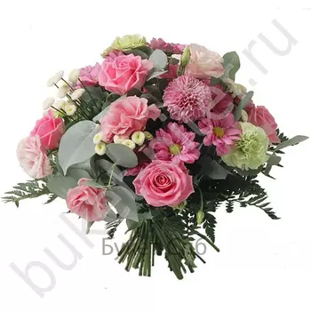 Букет с розой розовой и лизиантусом