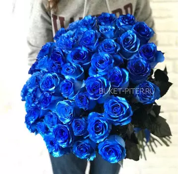 Букет Синих Розочек в Атласной ленте