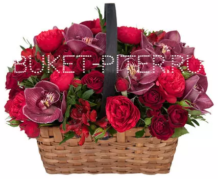 Корзина Пионовидных Роз и Орхидей
