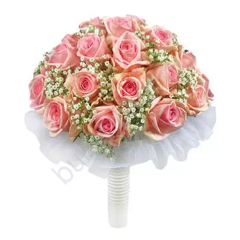 Свадебный букет из 25 розовых роз