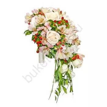 Свадебный букет из эустом и роз