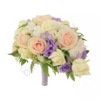 Свадебный букет из фиолетовых фрезий и роз