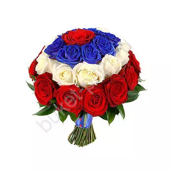 Свадебный букет из красных и синих роз