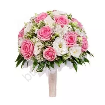 Свадебный букет из розовой кустовой розы