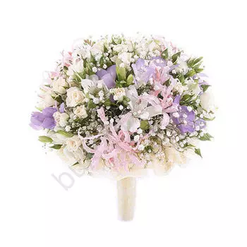 Свадебный букет из розы и эустомы