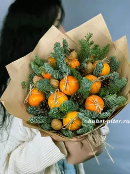 Зимний букет из Нобилиса и Мандаринов
