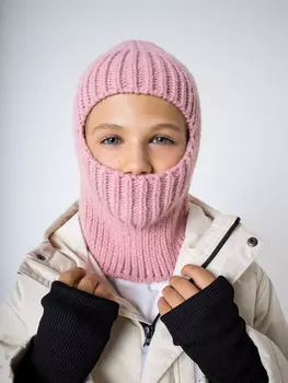 Балаклава из смесовой шерсти "ПУДРА" подростковая