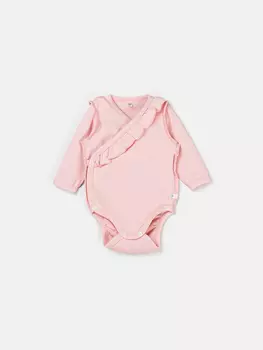 Боди-кимоно с наружными швами и рюшей "Чайная роза" 0+