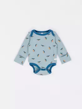 Боди с длинным рукавом и наружными швами "Пингвин" 0+