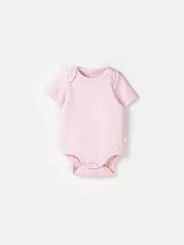 Боди с коротким рукавом "Пудра" из хлопка в рубчик 0+