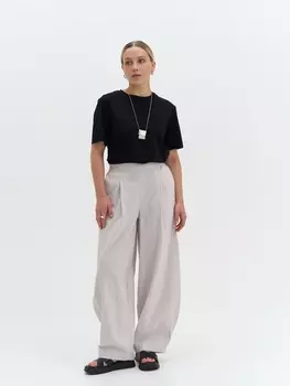 Брюки из жатого хлопка "Светло-серые" женские