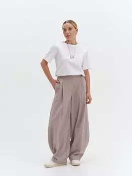 Брюки из жатого хлопка "Тауп" женские
