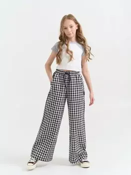 Брюки палаццо хлопковые "Клетка" 7+