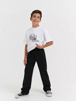 Брюки прямые для мальчика "Черные" 7+