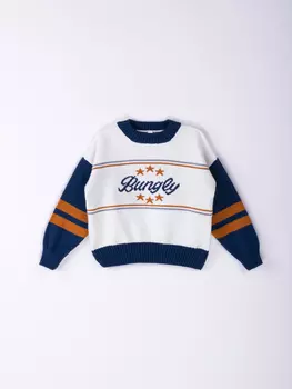 Джемпер вязаный "Тофу/Индиго"