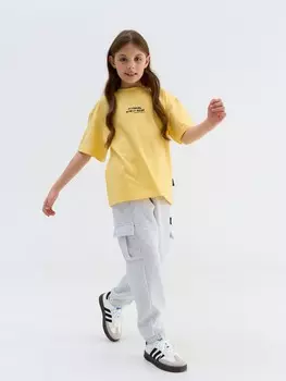 Джоггеры карго "Серый меланж" утепленные 7+