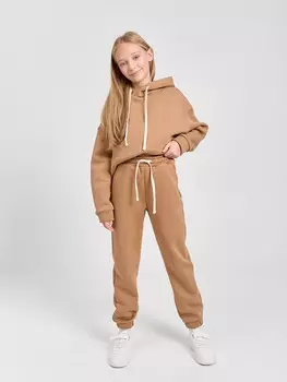 Джоггеры "Песок" с карманами утепленные 7+