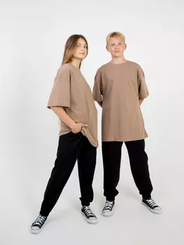 Джоггеры с карманами "УГОЛЬ" облегченные подростковые