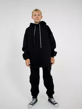 Джоггеры с карманами "УГОЛЬ" утепленные подростковые