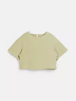 Футболка муслиновая "Шалфей" укороченная 7+