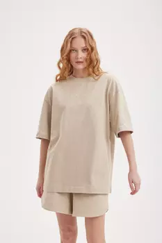 Футболка оверсайз из 100% хлопка "Беж" женская